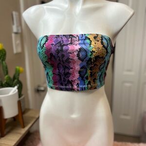 SHEIN Multicolor Snakeskin Tube Top Womens Size Small S NWT Strapless Crop